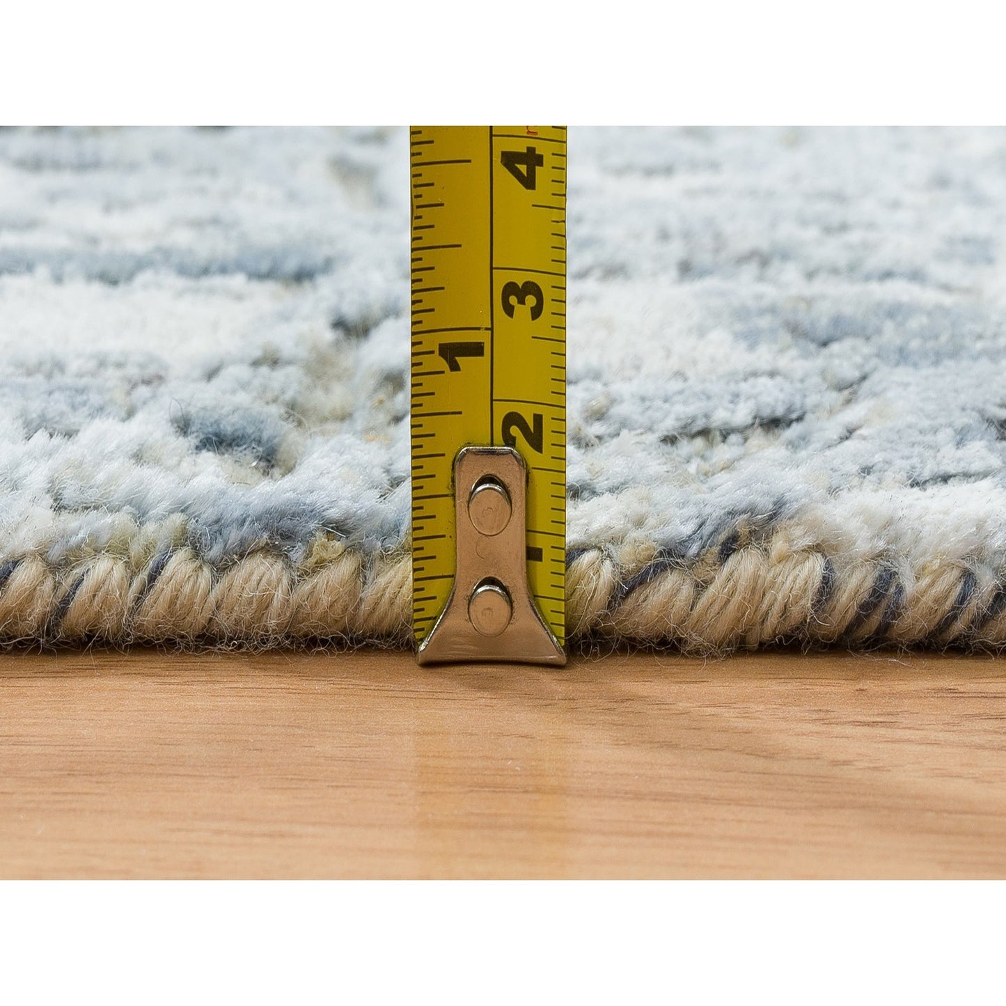 2'6"X10'1" Gray Wool And Silk The Honeycomb Design Handknotted Runner Rug