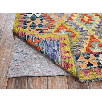 3'4"X5' Colorful Afghan Kilim Flat Weave 100% Wool Hand Woven Rug