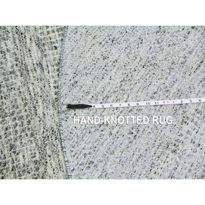 6'X6' Silver Chalice Gray Undyed Wool Grass Design Hand Knotted Round Rug