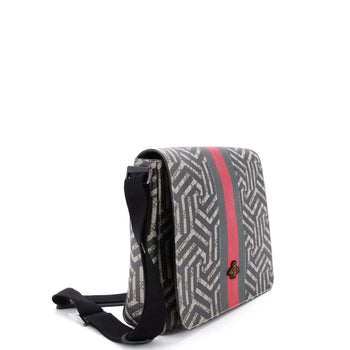 Gucci Bee Web Flap Messenger Bag Caleido Gg Coated Canvas Medium