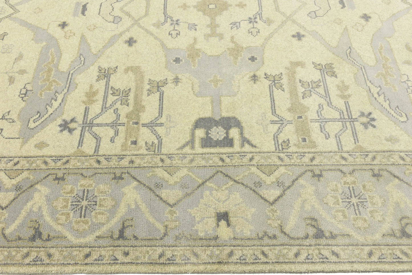 Large Handmade Oushak Oriental Rug Floral Design