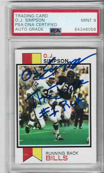 Oj Simpson 1973 Topps Autographed Card (Psa Auto Mint 9)