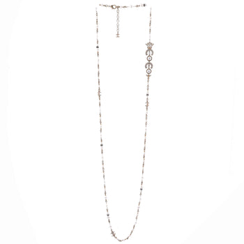 Chanel Coco Arrow Cc Station Long Necklace Metal And Faux Pearls With Crystals