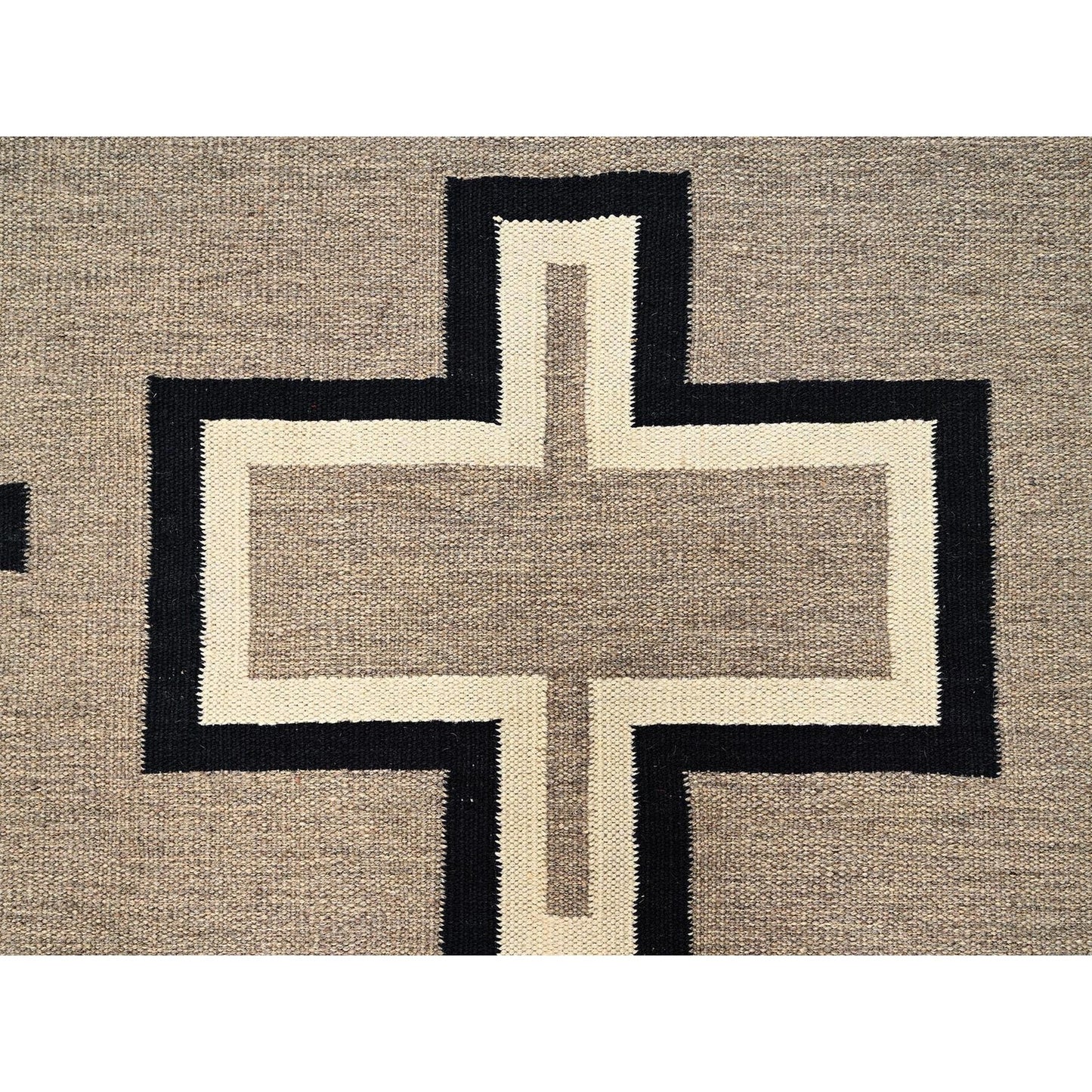 5'X7' Brown Pure Wool Rug American Geometric Design Flat Weave Hand Woven