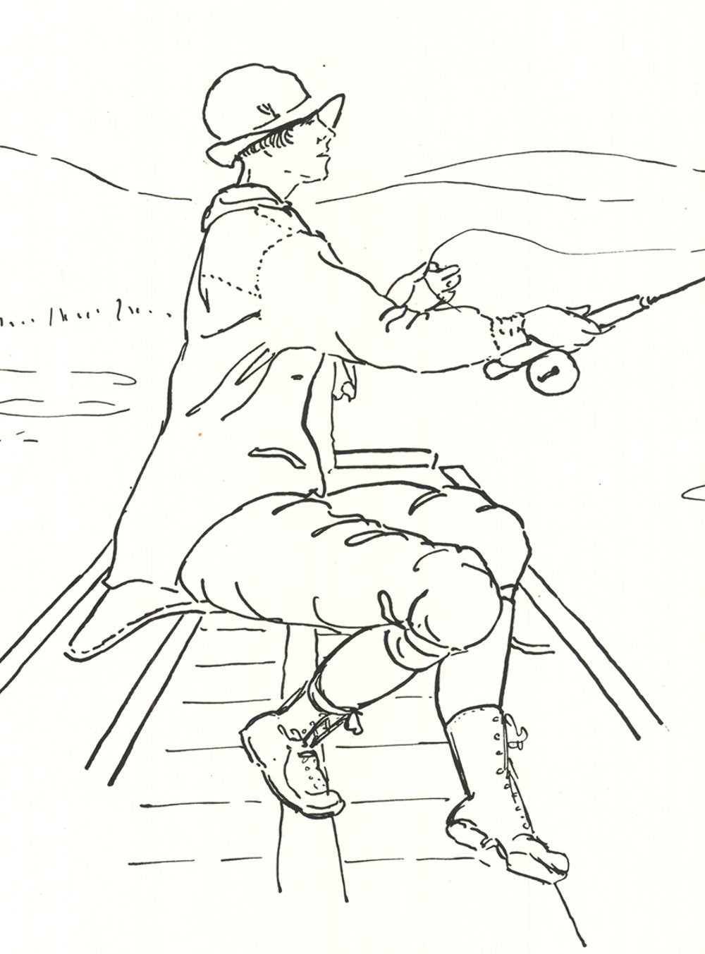 Yb Robinson Woman Fisherman " Lithograph Contemporary