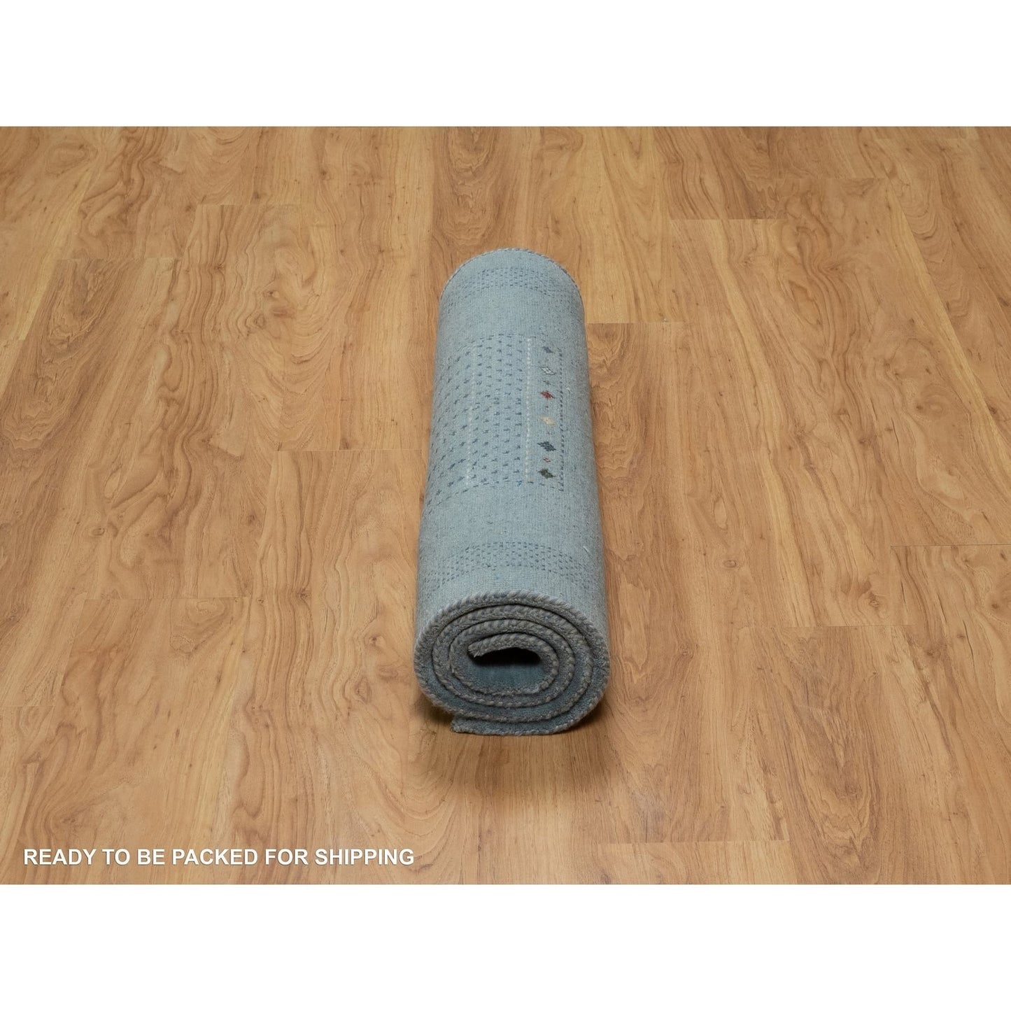 3'X5'6" Stone Blue Small Animal Figurines Modern Hand Knotted Wool Rug