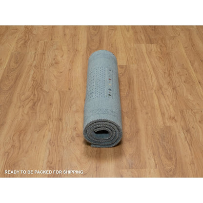 3'X5'6" Stone Blue Small Animal Figurines Modern Hand Knotted Wool Rug