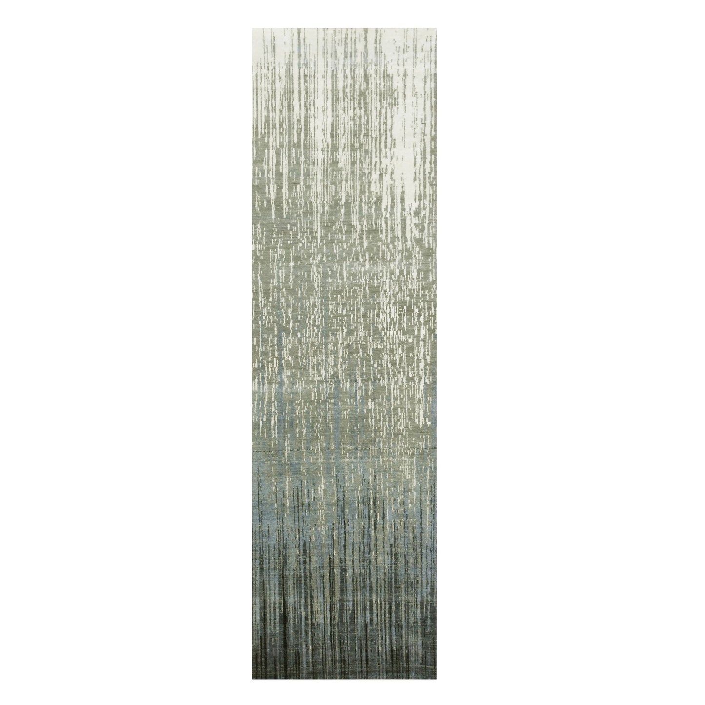 2'6"X10'2" Gray Wool Hand Knotted Modern Ombre Design Runner Rug