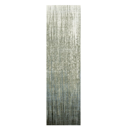 2'6"X10'2" Gray Wool Hand Knotted Modern Ombre Design Runner Rug