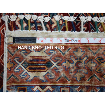 5'7"X8'4" Khorjin Design Ivory Super Kazak Hand Knotted Pure Wool Rug