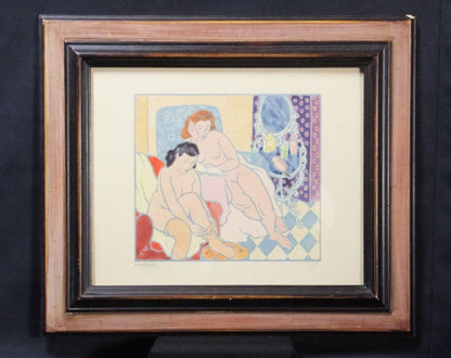 Clment Serveau 1945 Signed Color Woodcut "Moment Of Rest" Nude W/ Stamp Paris