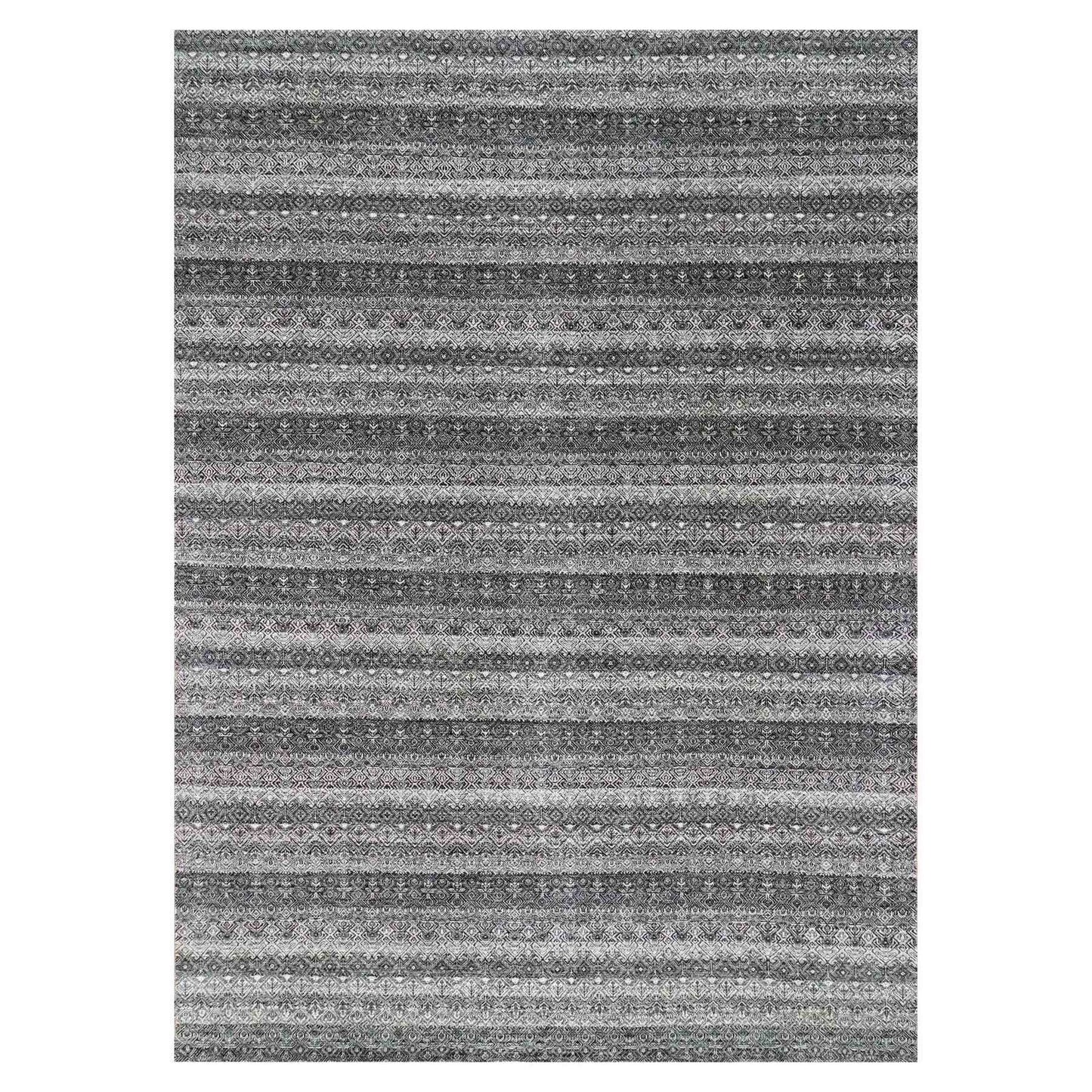 10'X13'10" Gray Hand Knotted Kohinoor Herrita Design 100% Plush Wool Rug