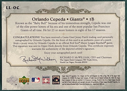 Orlando Cepeda 2005 Autographed Sp Legendary Cuts Card #13/25