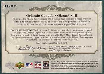 Orlando Cepeda 2005 Autographed Sp Legendary Cuts Card #13/25