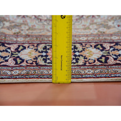 Rug 4'1"x6'1" Tobacco Brown Hand Knotted 100% Silk 400 KPSI Oriental