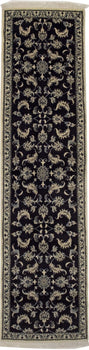 Vintage Oriental Runner Rug Allover Floral Navy