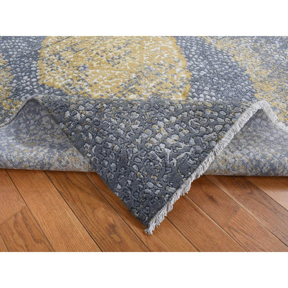 5'2"X7' Carbon Gray Zoroastrian Design Wool And Silk Hand Knotted Rug