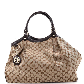 Gucci Sukey Tote Gg Canvas With Leather Large
