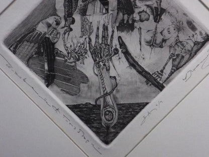 Nikolai Yanakiev "For Allen Ginsbergs Verse" Etching Limited 9/9 Signed Framed