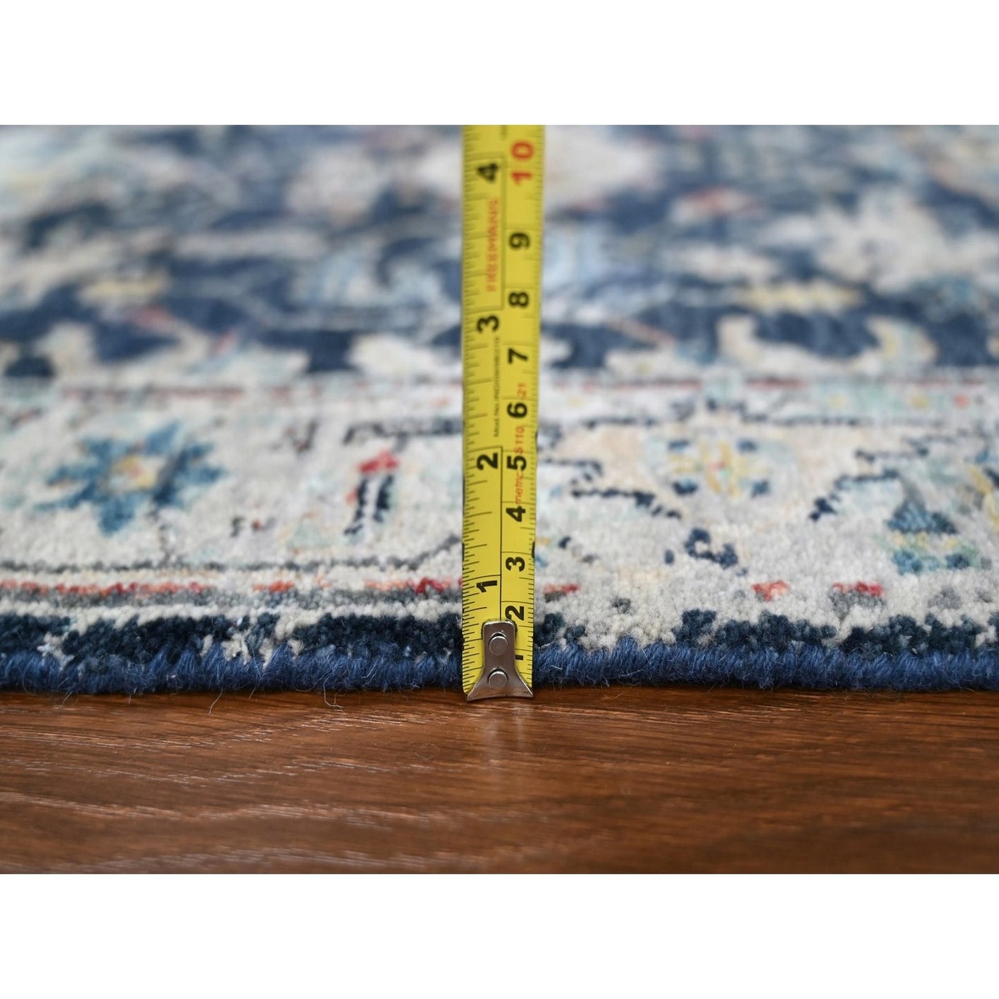 2'7"X5'9" Blue Erased Heris All Over Design Hand Knotted Wool Runner Rug