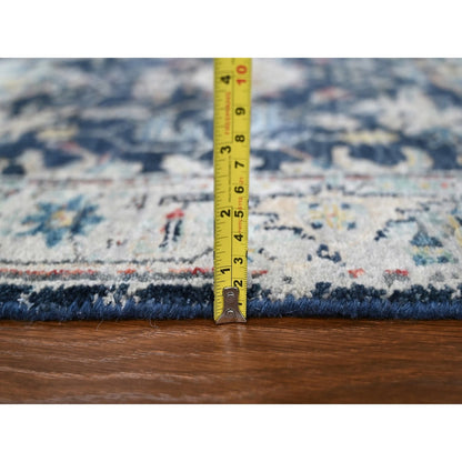 2'7"X5'9" Blue Erased Heris All Over Design Hand Knotted Wool Runner Rug