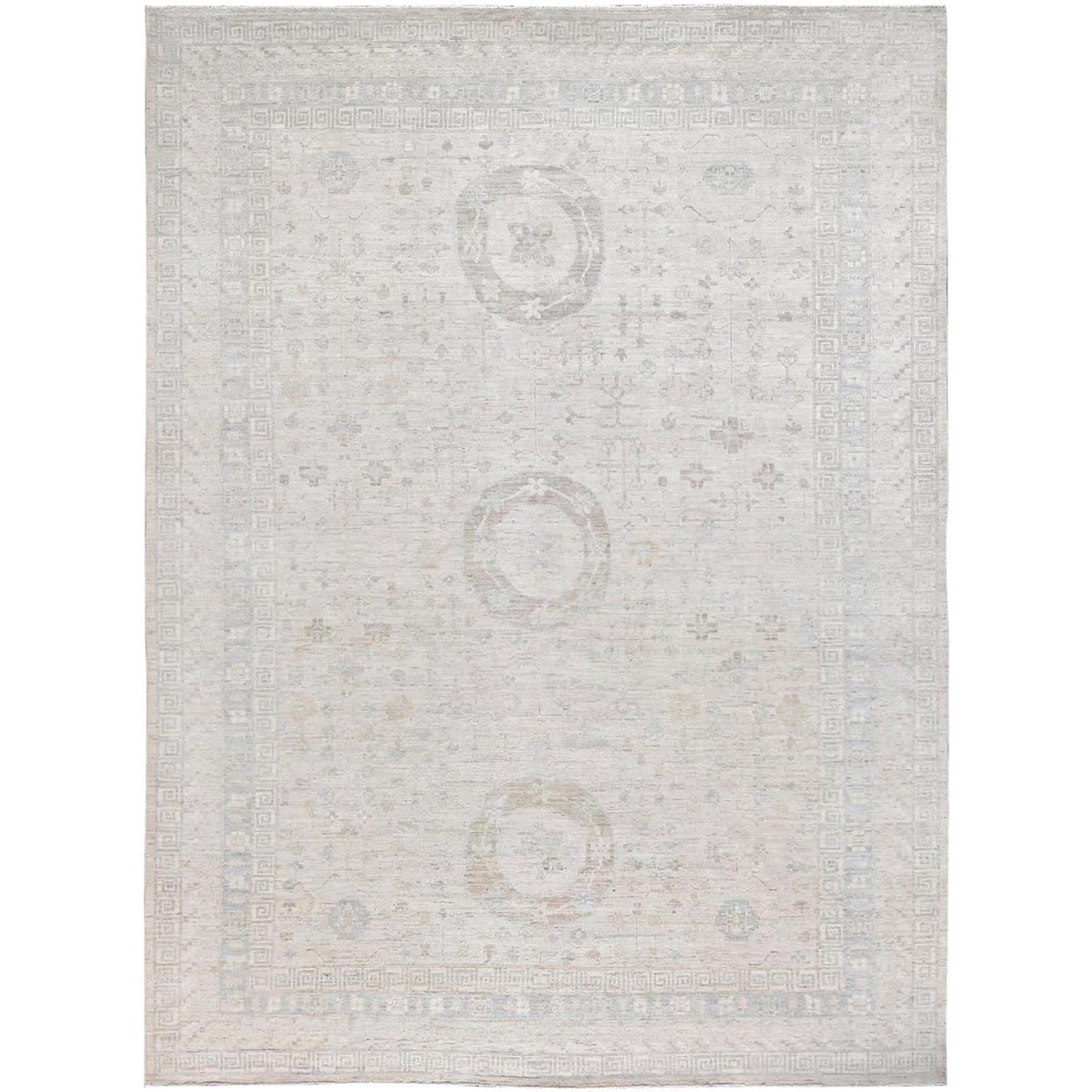 9'10"X13'10" Dove White Peshawar Natural Dyes Oriental Rug