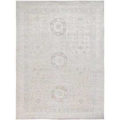 9'10"X13'10" Dove White Peshawar Natural Dyes Oriental Rug
