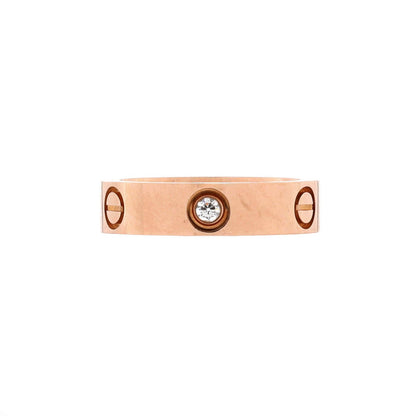 Cartier Love 3 Diamonds Band Ring 18K Rose Gold With Diamonds