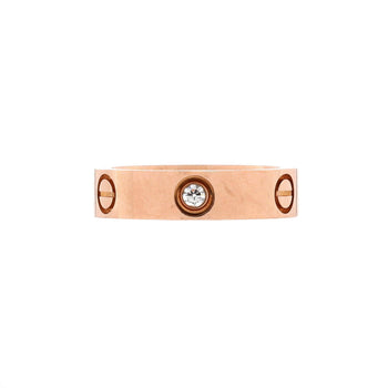 Cartier Love 3 Diamonds Band Ring 18K Rose Gold With Diamonds