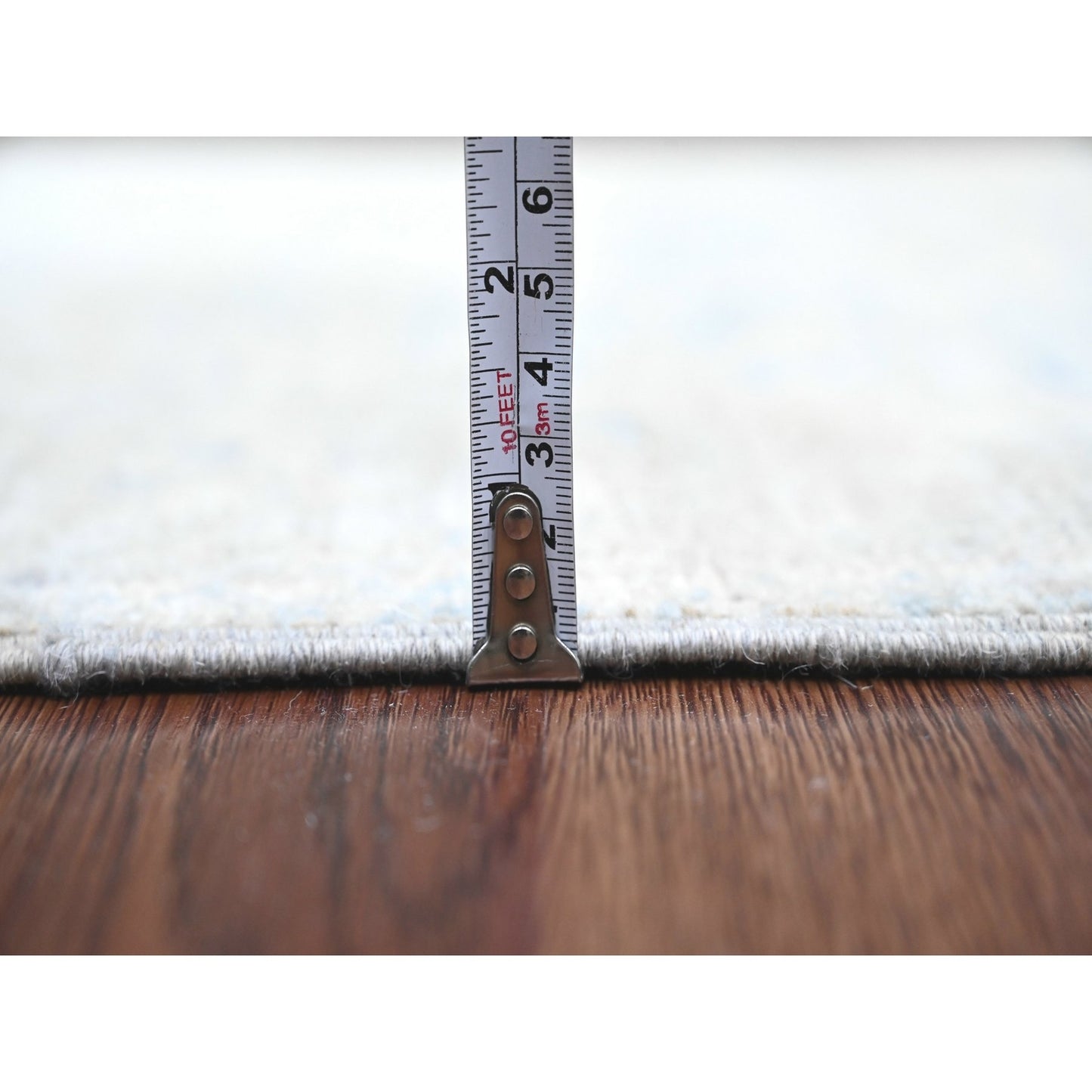 2'10"X9'7" Blue Angora Oushak Leaf Design Wool Hand Knotted Runner Rug