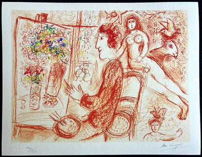 Marc-Chagall Lithograph Hand-Made Coa Original Hand-Signed Pen Numbered-Limited
