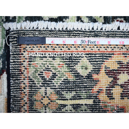 2'9"X9'10" Black Wool Hand Knotted Angora Oushak Oriental Runner Rug