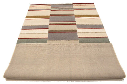 Hand-Tufted Multicolored Stripes 5X8 Modern Area