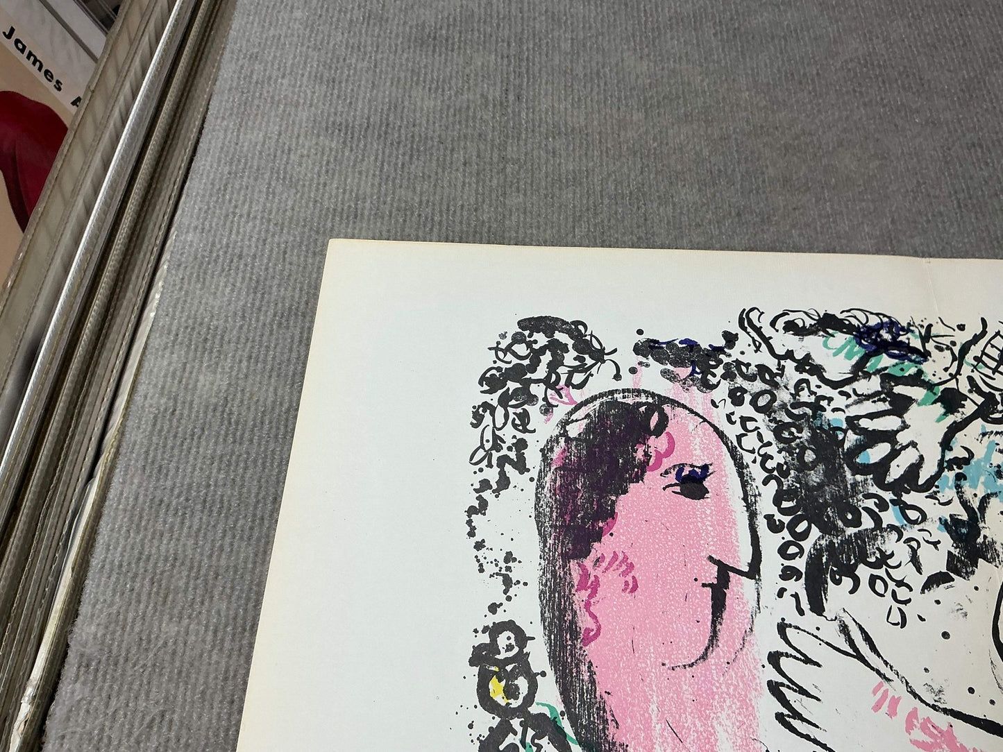 Marc Chagall Reverie " Lithograph Modernism Black & White Pink Ye