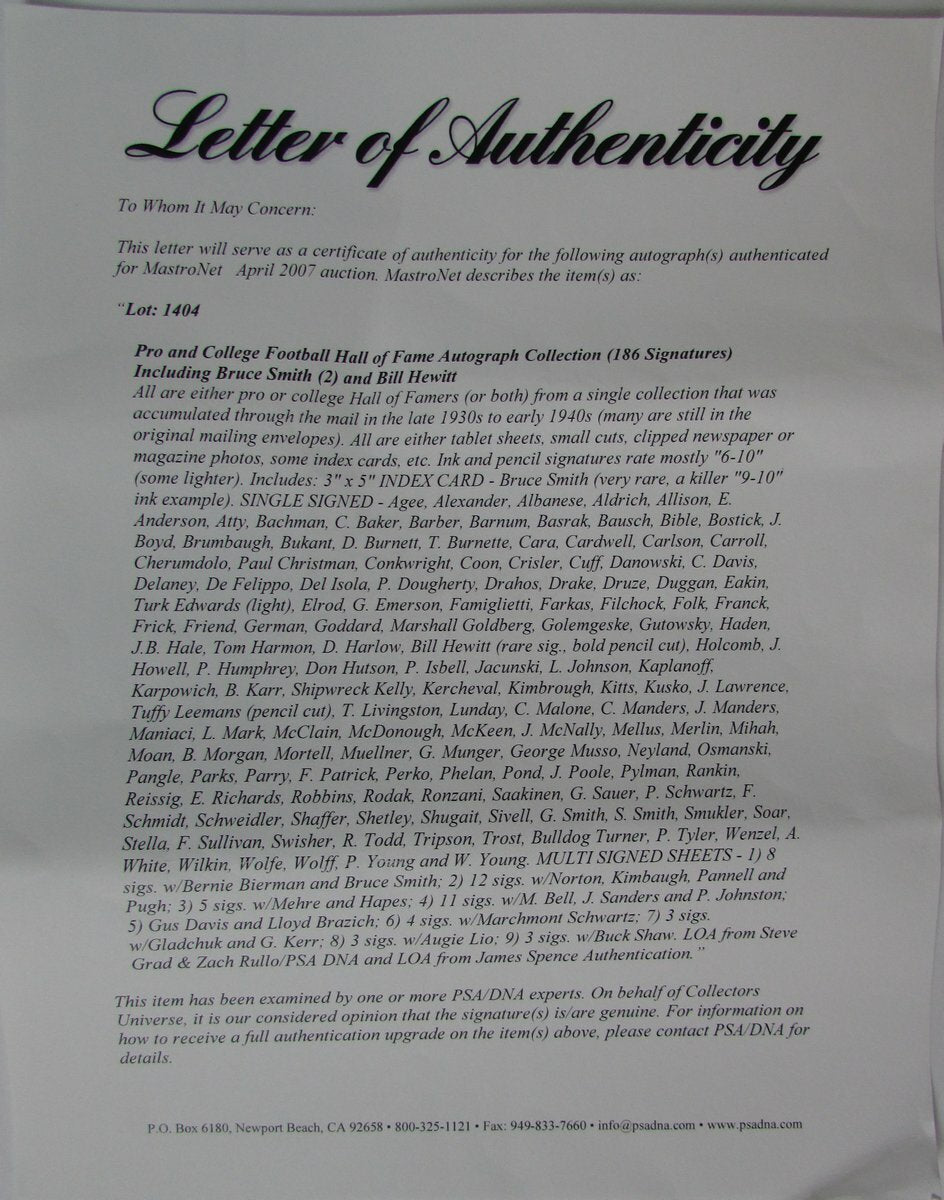 Jimmy Kitts Smu/Rice Owls Head Coach (D. 1952) Signed Note Psa/Dna 145037