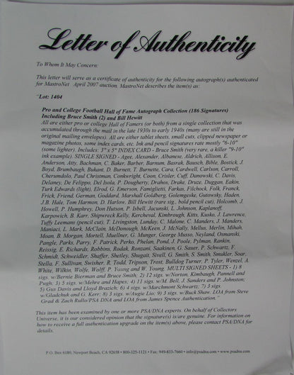 Jimmy Kitts Smu/Rice Owls Head Coach (D. 1952) Signed Note Psa/Dna 145037