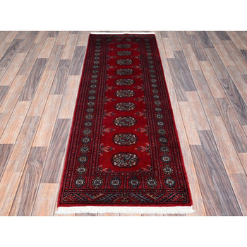2'X6' Chili Red Princess Bokara Soft Wool Hand Knotted Narrow Runner Rug