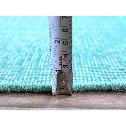 2'X12'9" Overdyed Blue Vintage Zoroastrian Hand Knotted Wool Runner Rug