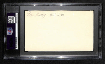 Bill Mokray Hof Signed 3X5 Index Card Boston