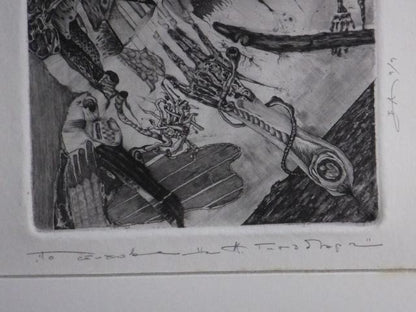 Nikolai Yanakiev "For Allen Ginsbergs Verse" Etching Limited 9/9 Signed Framed