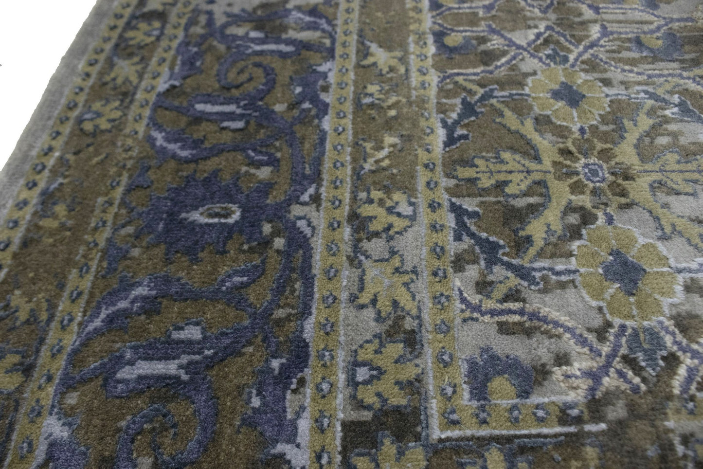 Modern handmade oriental rug distressed floral carpet 8x10 ft