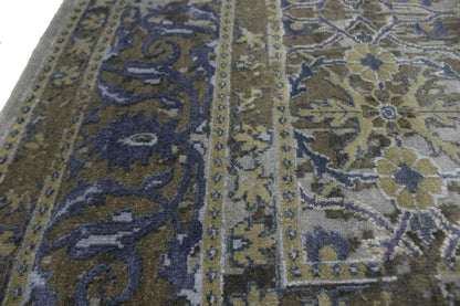 Modern handmade oriental rug distressed floral carpet 8x10 ft