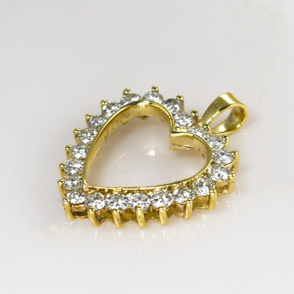 14K Yellow Gold Diamond Heart Pendant 1.00Ct