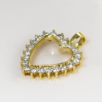 14K Yellow Gold Diamond Heart Pendant 1.00Ct