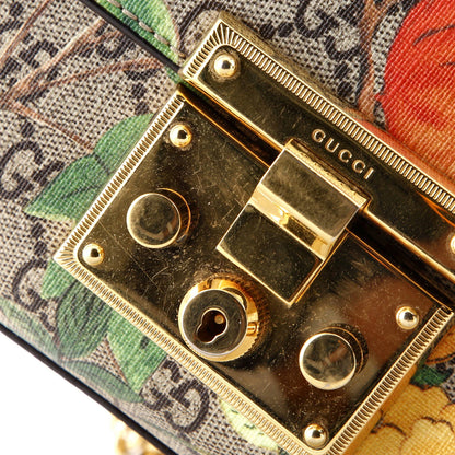 Gucci Padlock Shoulder Bag Tian Print Gg Coated Canvas Small
