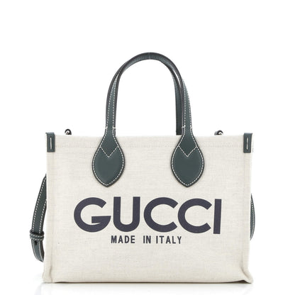 Gucci Logo Shopper Tote Printed Canvas Small