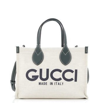 Gucci Logo Shopper Tote Printed Canvas Small