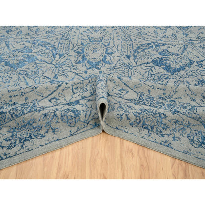 11'10"X18' Gray Fine Jacquard Hand Loomed Wool And Silk Oversized Rug