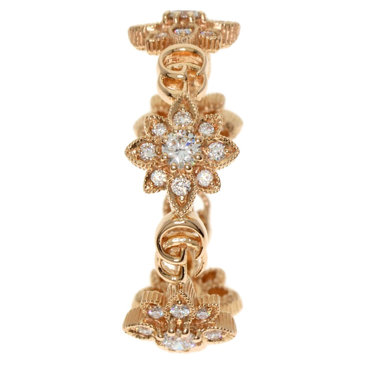 Gucci Flora Diamond #14 Ring K18 Pink Gold Ladies
