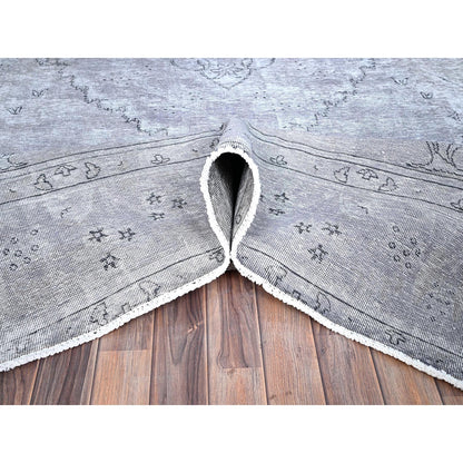 9'6"X12'4" Silver Hand Knotted Silver Wash Rug